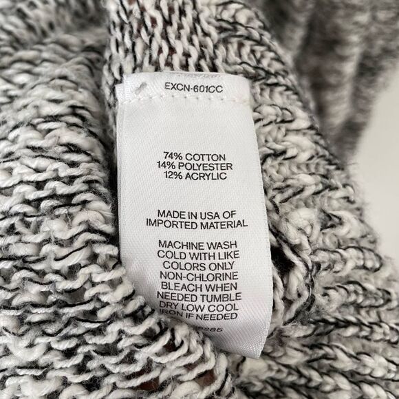 Express Knit Open Stitch Shawl Collar Cardigan Gray/ White S - Picture 7 of 7